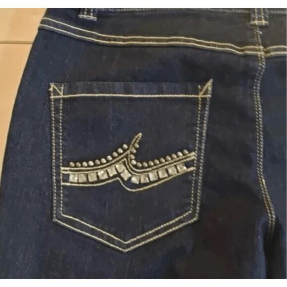 INC International Concepts Women Flare Leg Regular Fit Jeans Dark Blue Size 4 - Picture 7 of 11